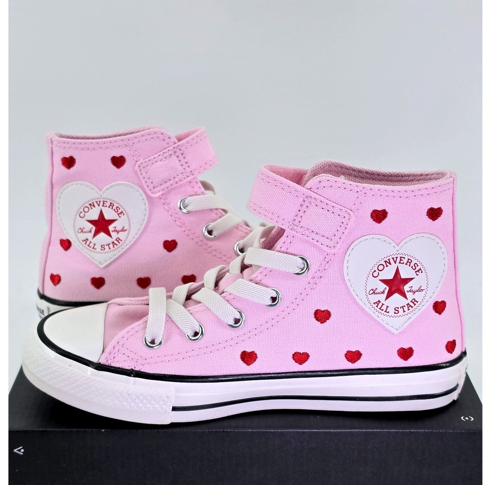 Converse Chuck Taylor All Star High Top Pink Heart Youth Shoes A19066F Size 13.5